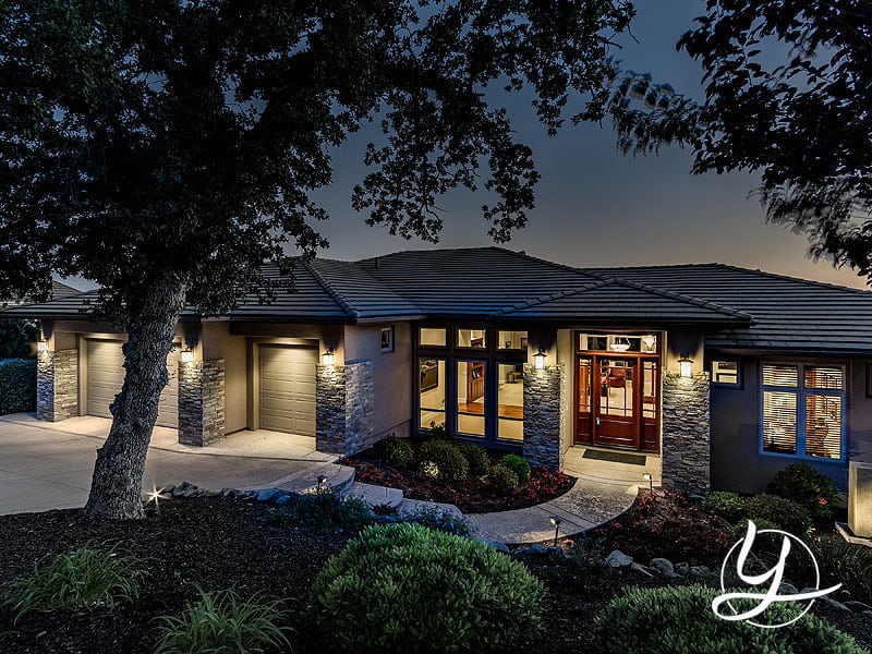 Lake View Custom Home in Serrano - Front Evening
